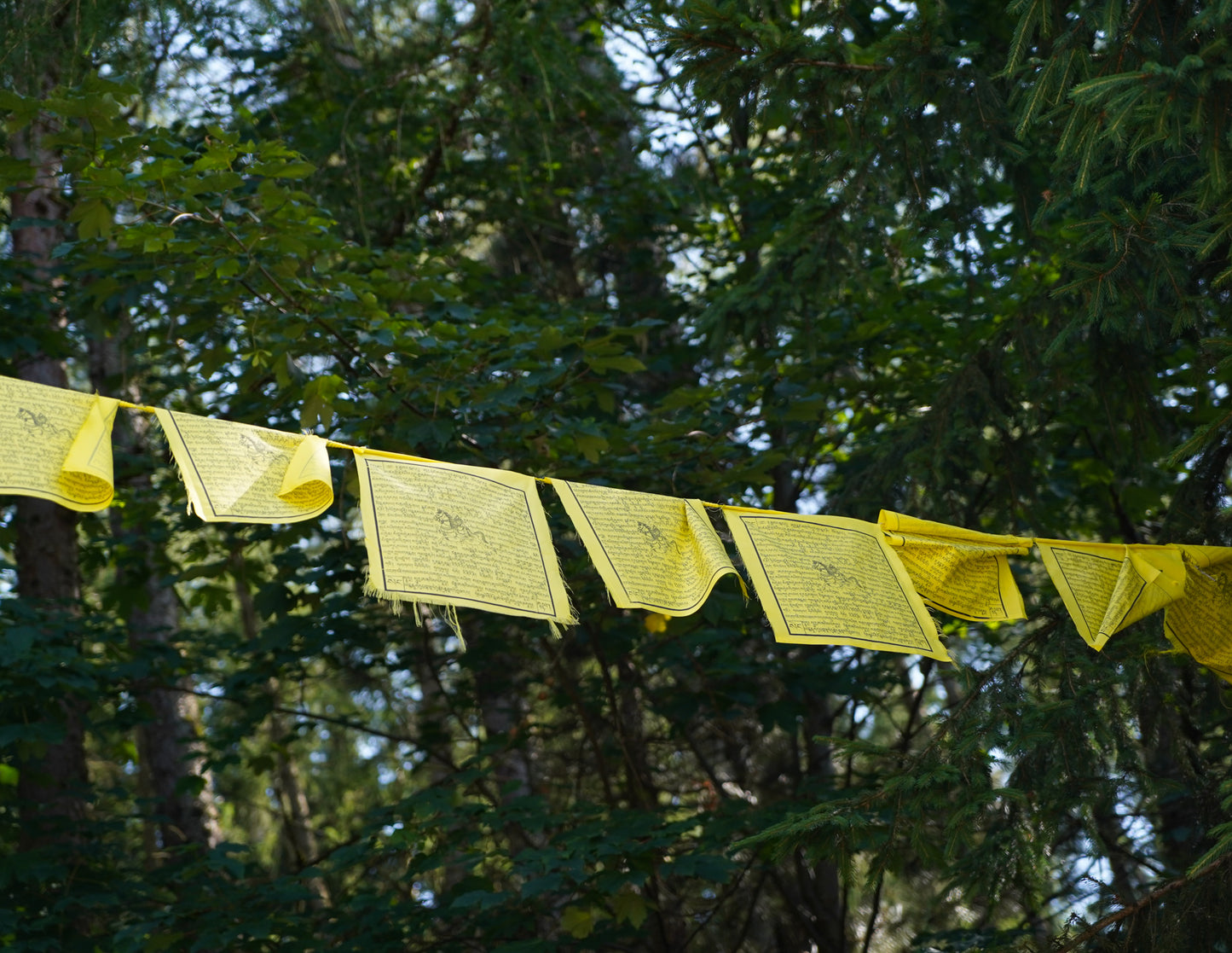 Large Windhorse Prayer Flags, 33x33cm, 9.5m, Yellow