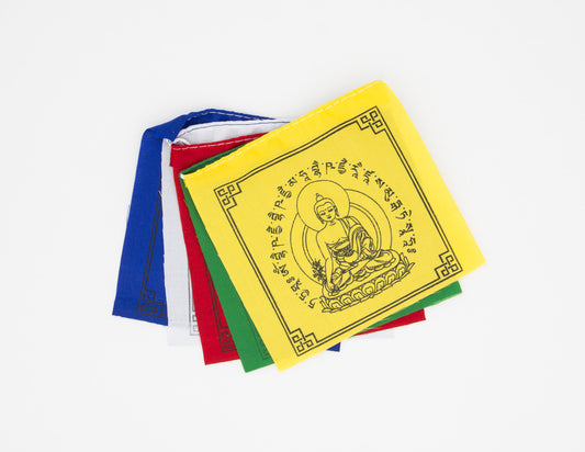 Medicine Buddha Prayer Flags, 12x12cm