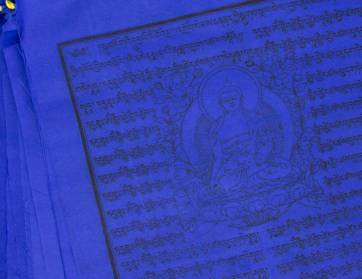 Large Medicine Buddha Prayer Flags, 33x33cm, 8.5m, Blue