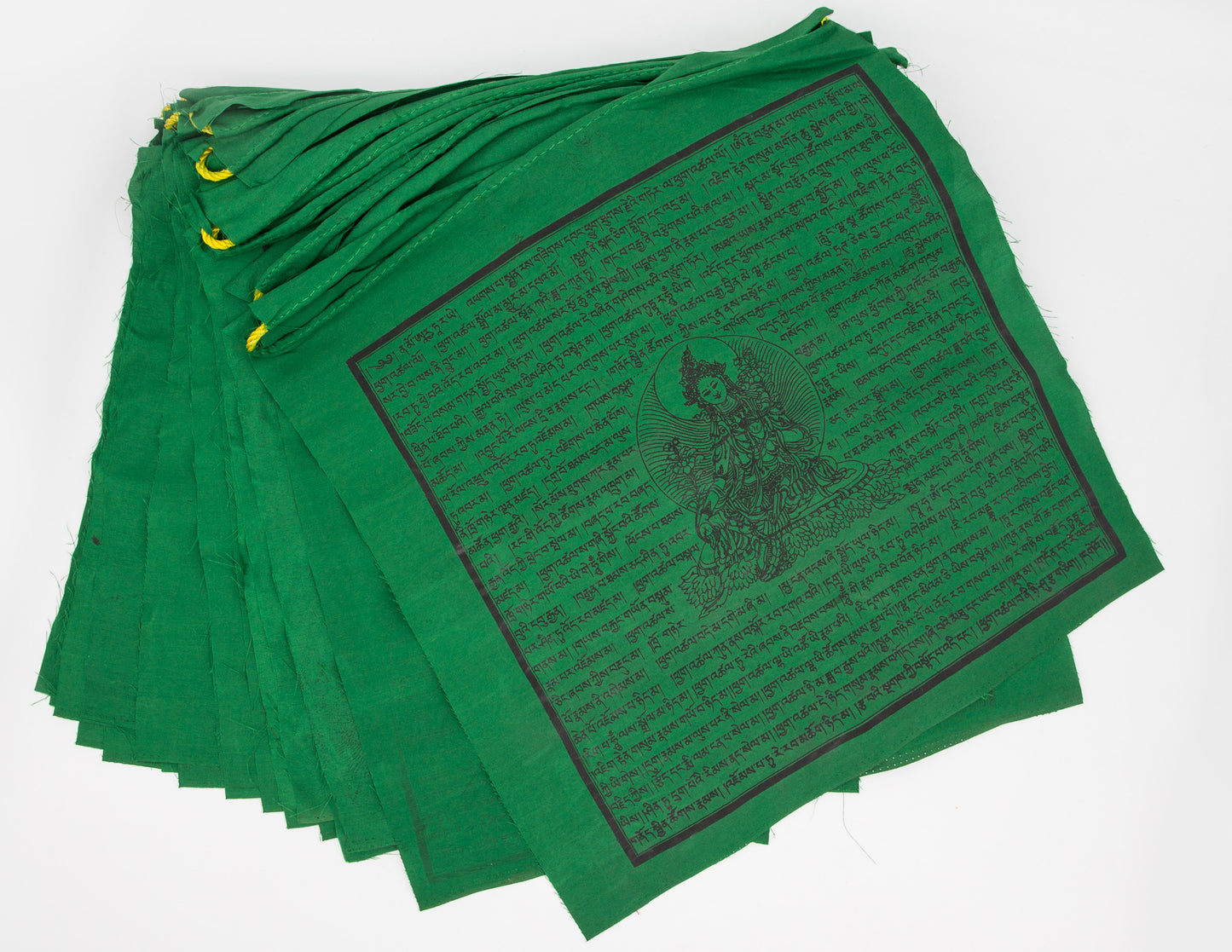 Large Green Tara Prayer Flags, 33x33cm, 9.5m