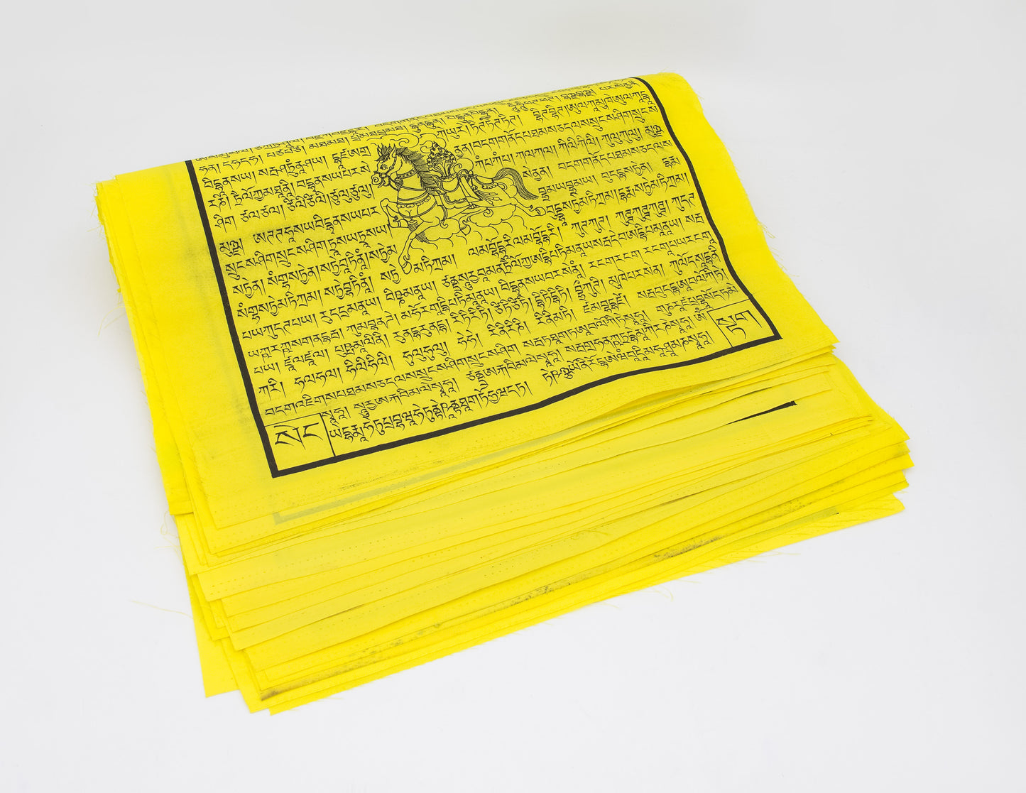 Large Windhorse Prayer Flags, 33x33cm, 9.5m, Yellow