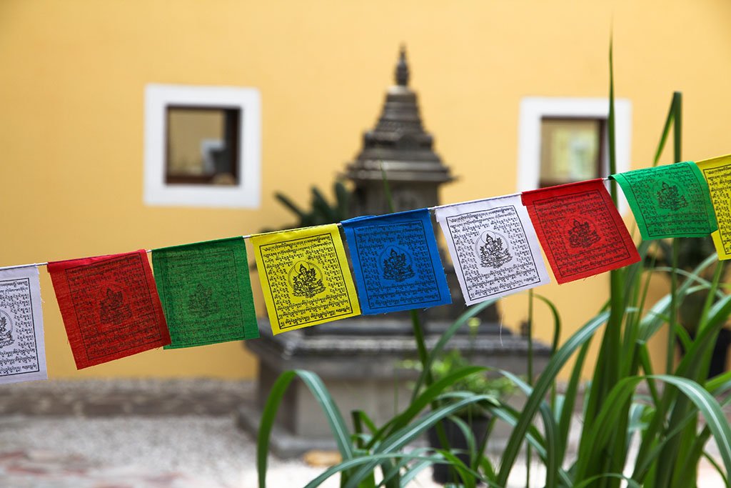 Mini Green Tara Prayer Flags, 7x9cm