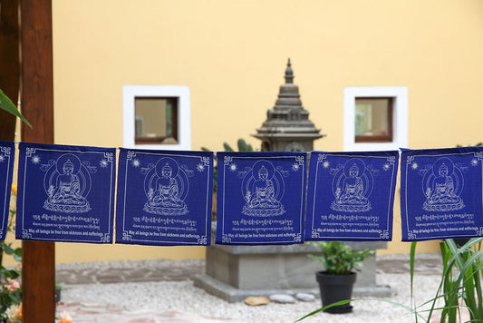 Medicine Buddha Prayer Flags, 20x20cm