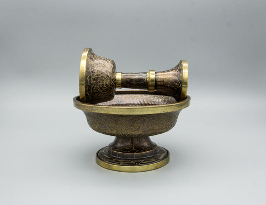 Graviertes Serkyem-Set, oxidiertes Kupfer / Medium