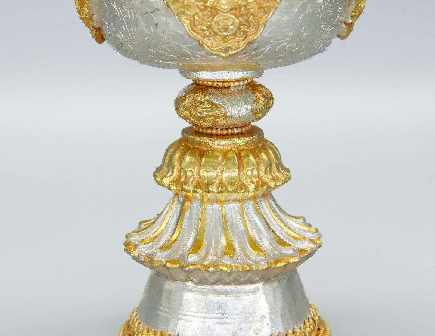 Handcrafted Embossed Butter Lamp, Silver & Gold-Plated / 13.5cm
