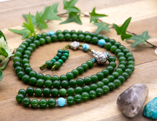 Green Jade & Turquoise Mala – 8mm