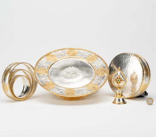 Handcrafted Gold & Silver Raised Mandala Set – Large