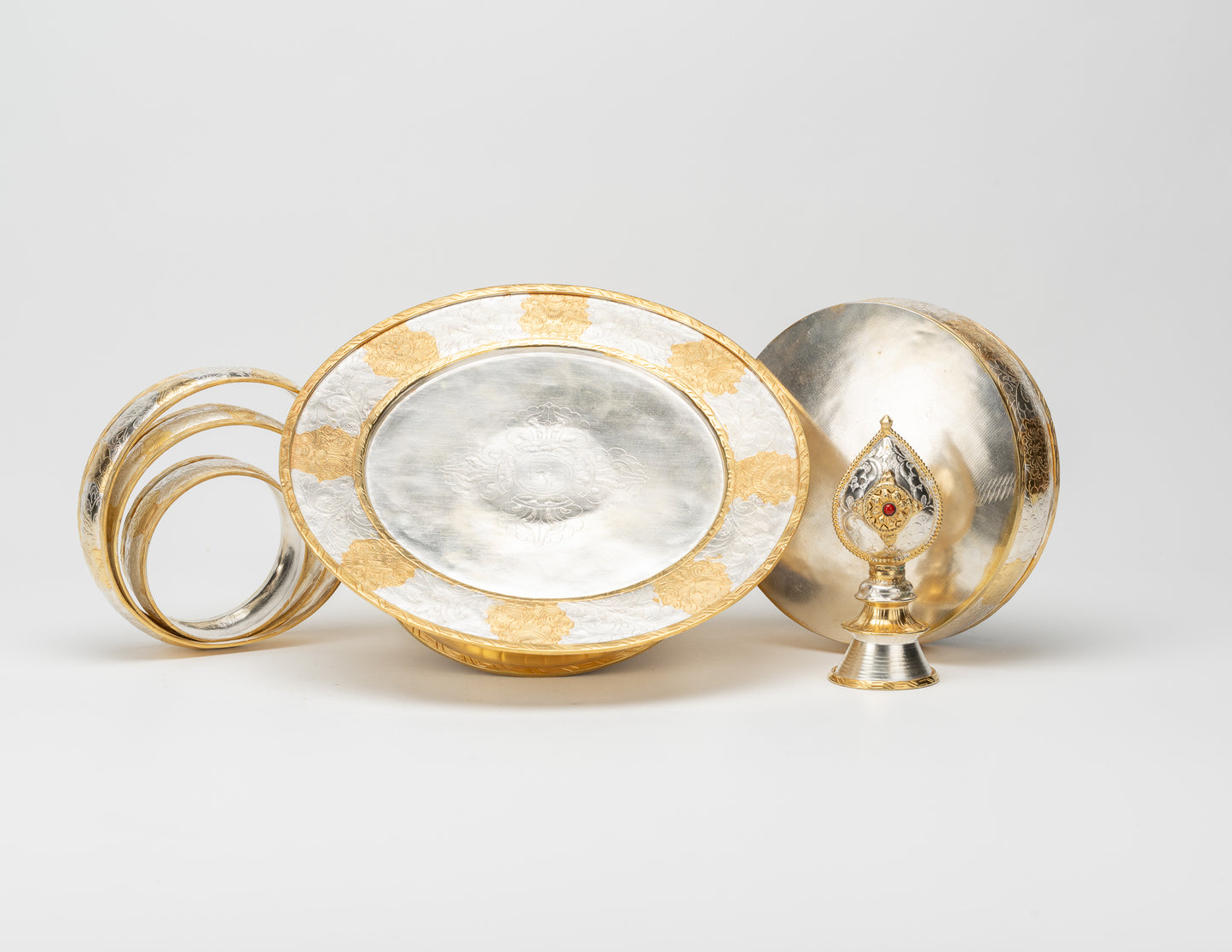 Handcrafted Gold & Silver Raised Mandala Set Extra Large