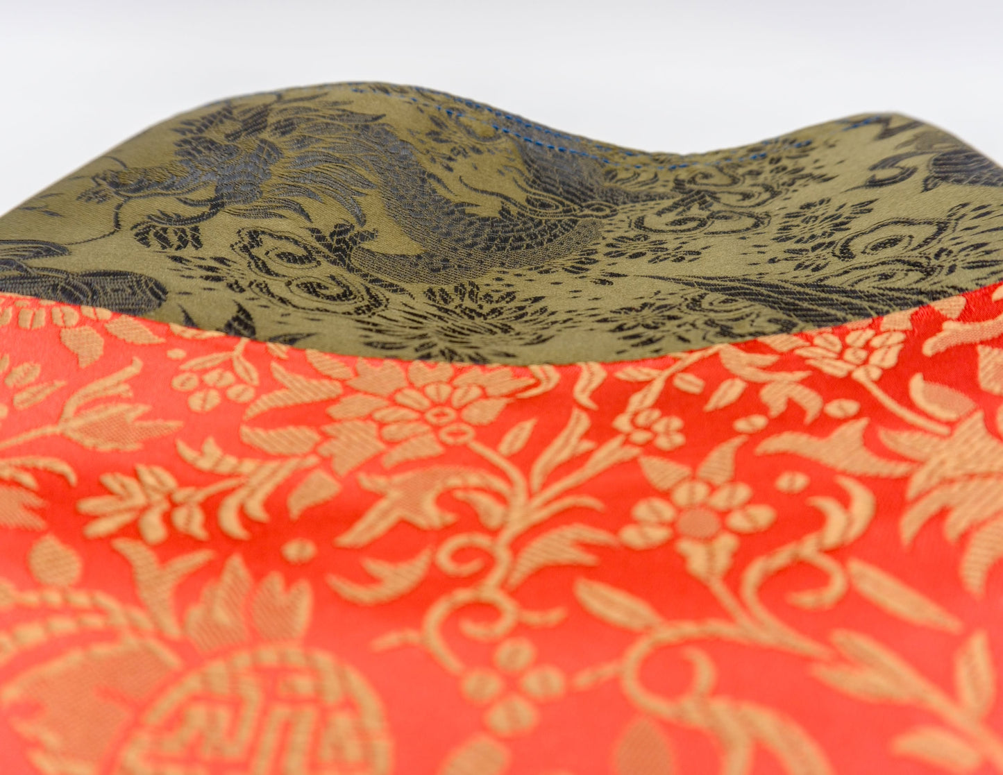 Square Brocade Red with Olive Green Border 64x64 cm