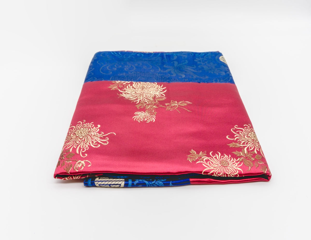 Rechteckiger Brokatstoff 84x54cm - Rot & Marineblau