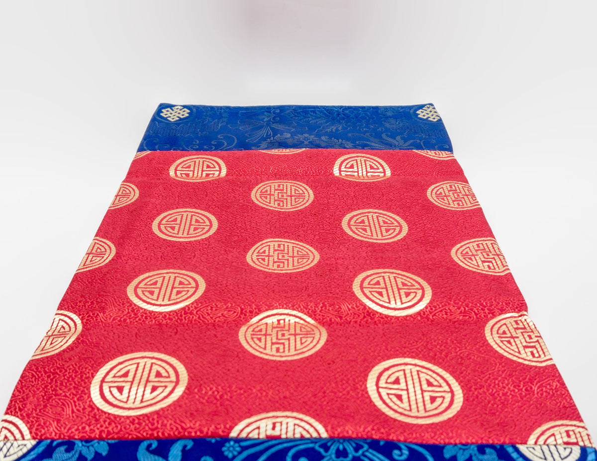 Rechteckiger Brokatstoff 84x54cm - Langes Leben, Tiefrot & Blau