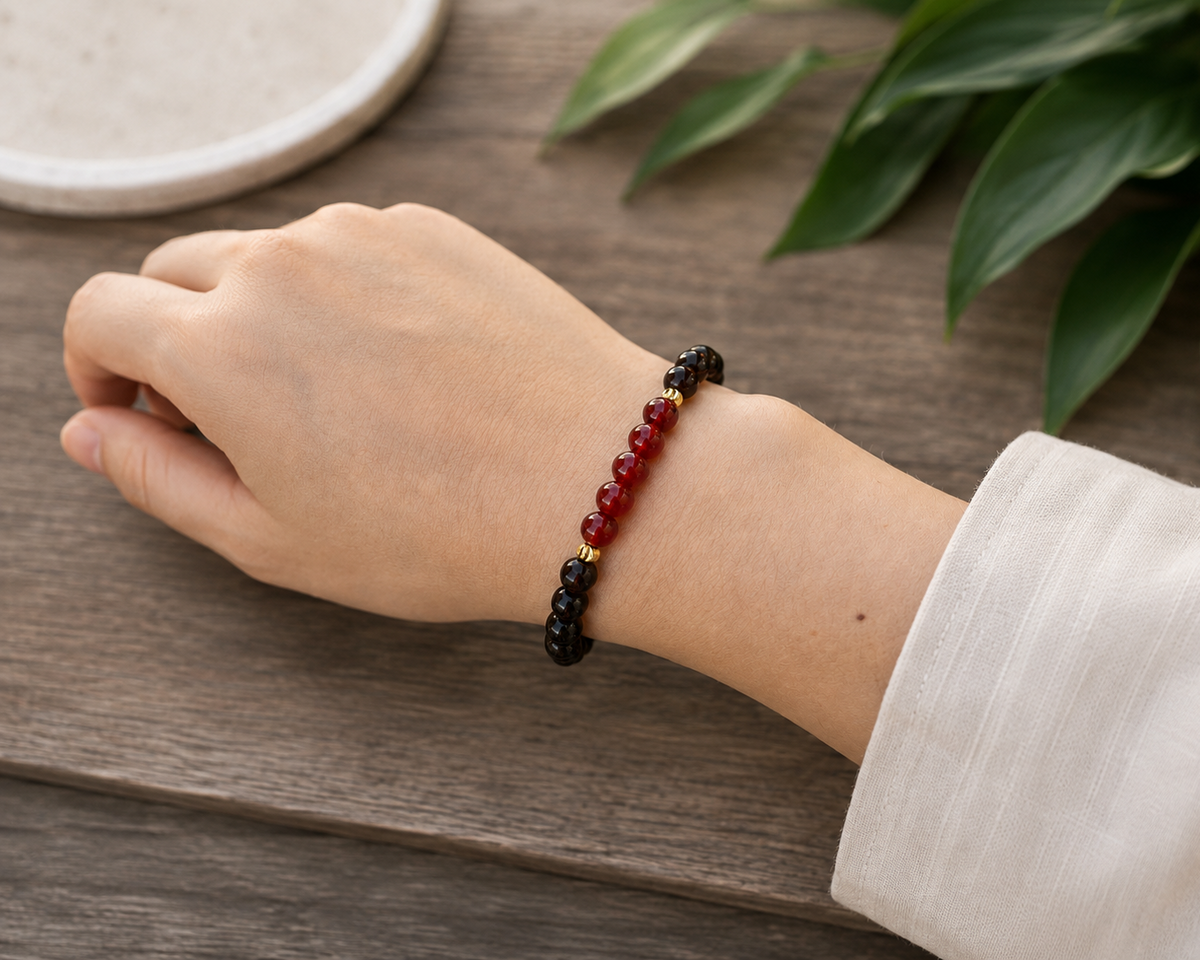 Rosewood & Carnelian Wrist Mala - 6mm