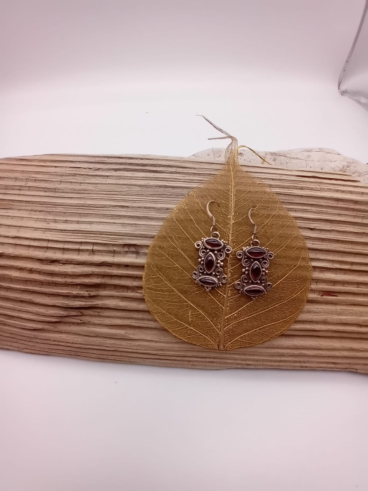 POS Sterling Silver & Indian Garnet Earrings