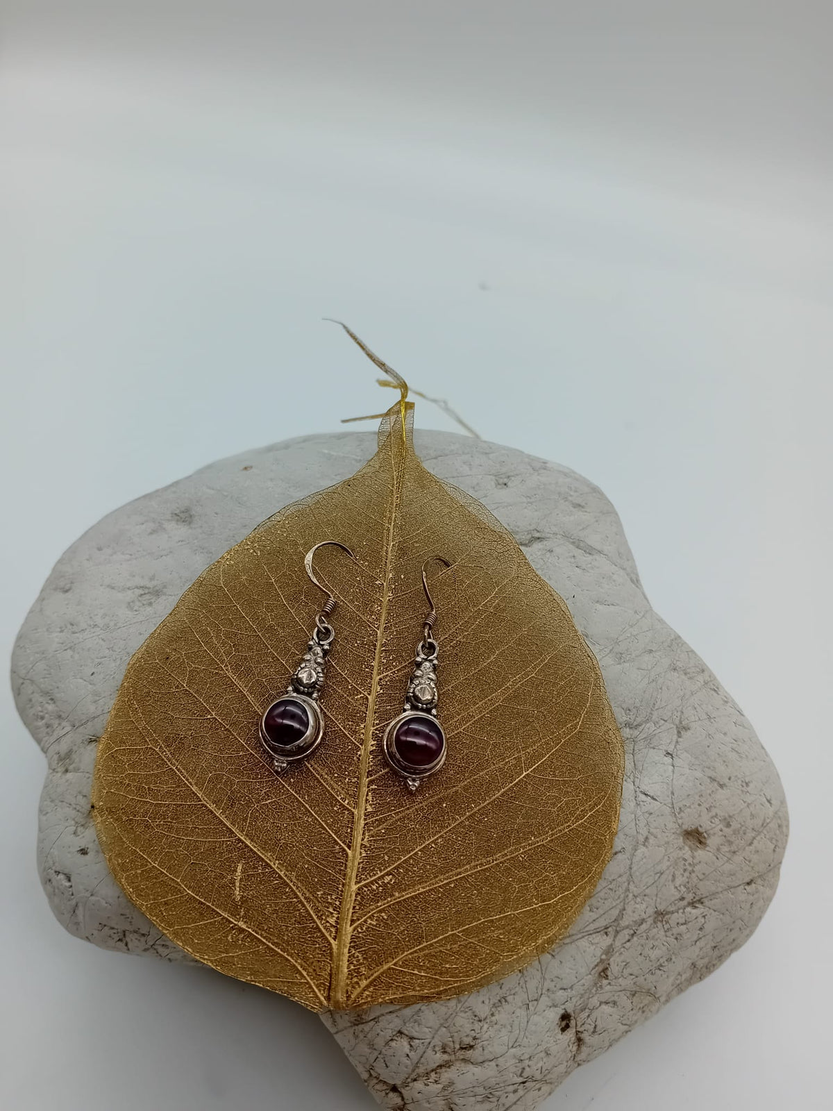 Sterling Silver & Indian Garnet Earrings