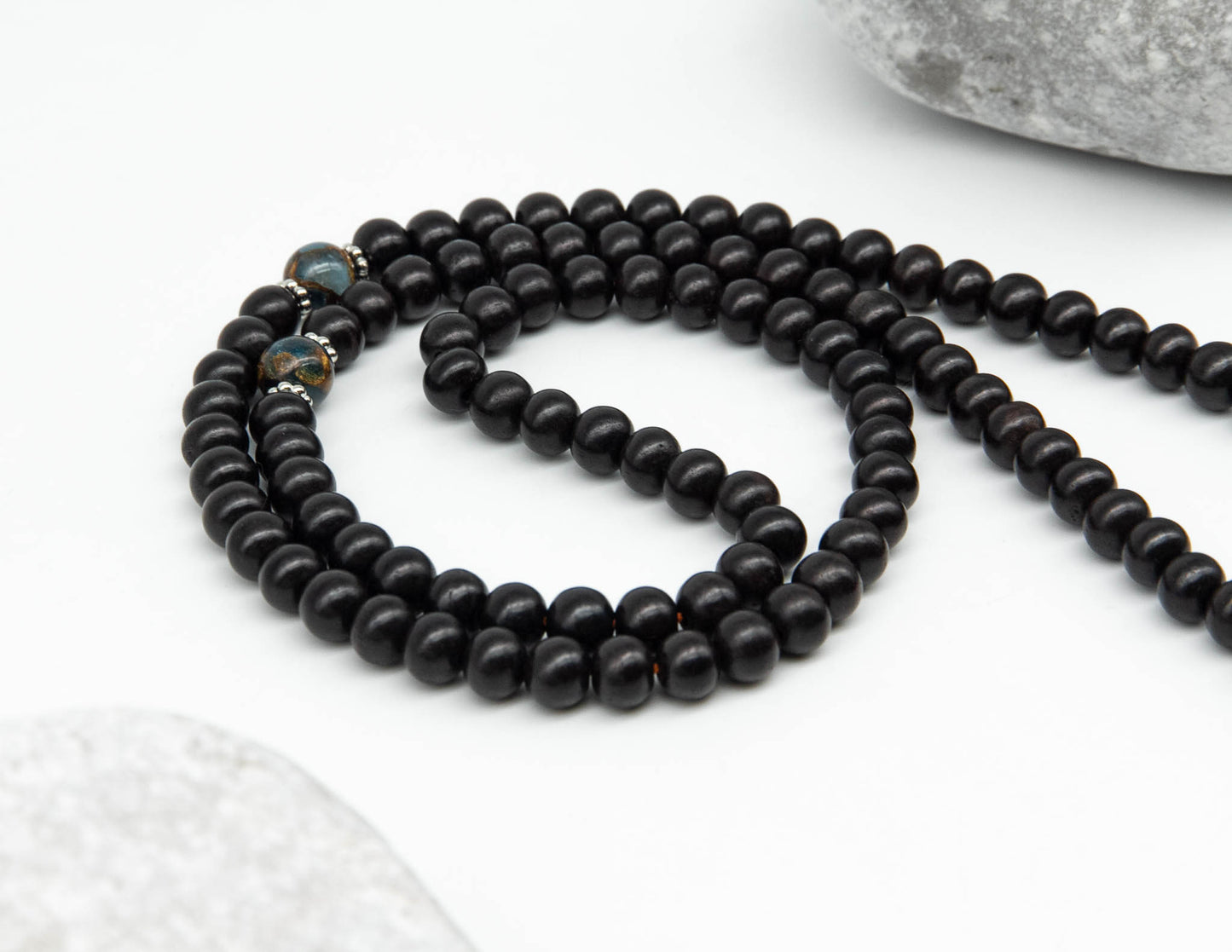 Black Rosewood Mala with Earth Beads – 9mm
