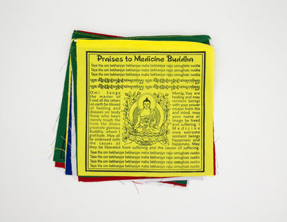 Medicine Buddha Prayer Flags in English, Multi / 20x20cm, 2m