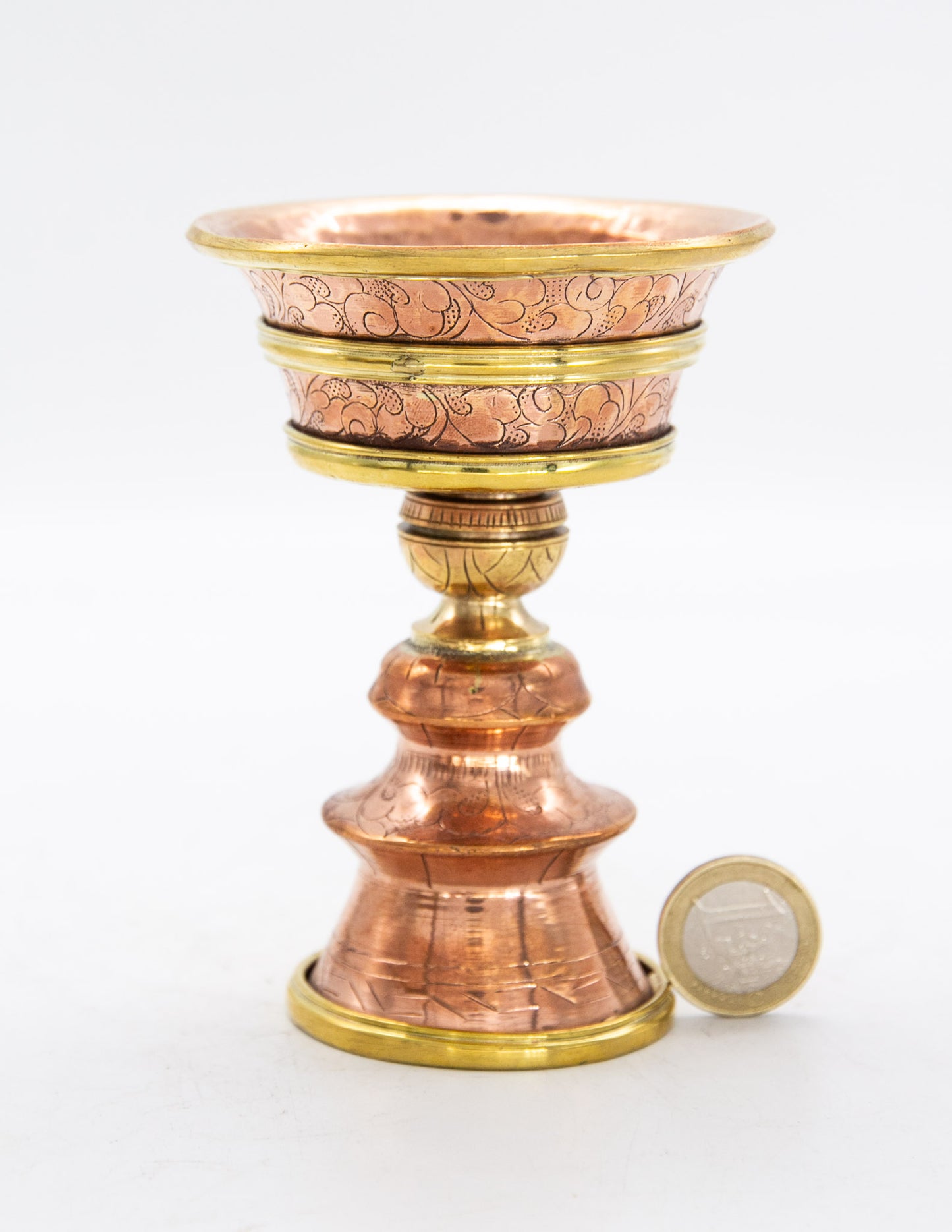 Engraved Butter Lamp, Polished Copper / 11cm