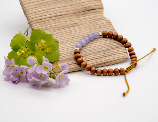 Sandalwood & Purple Angelite Wrist Mala - 6mm