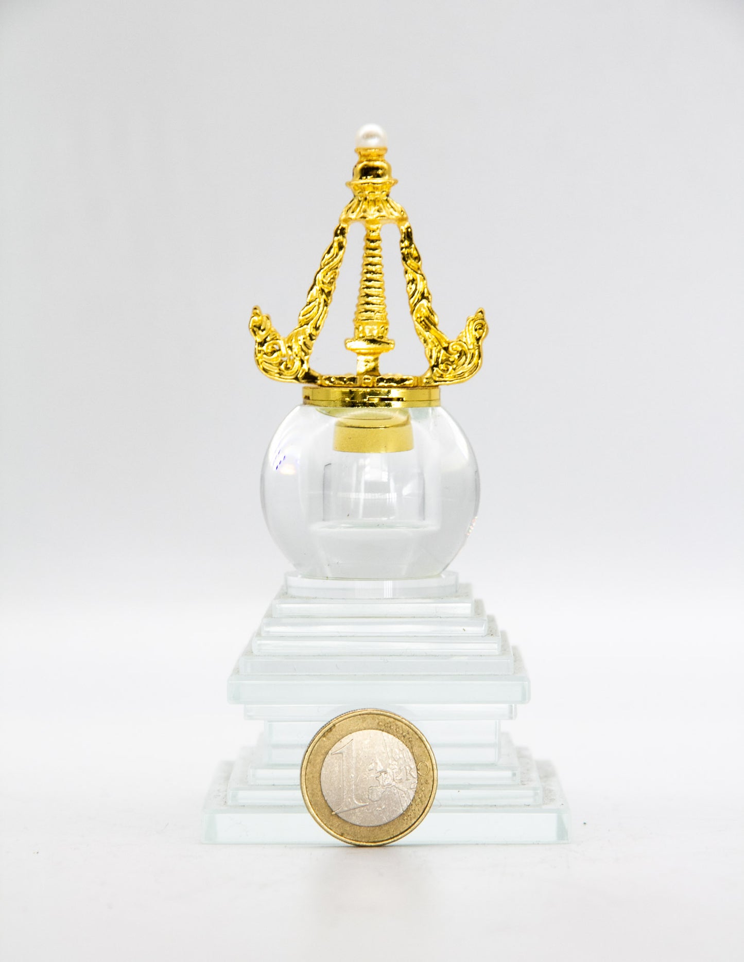 Glass Stupa with Precious Container – 12.5cm