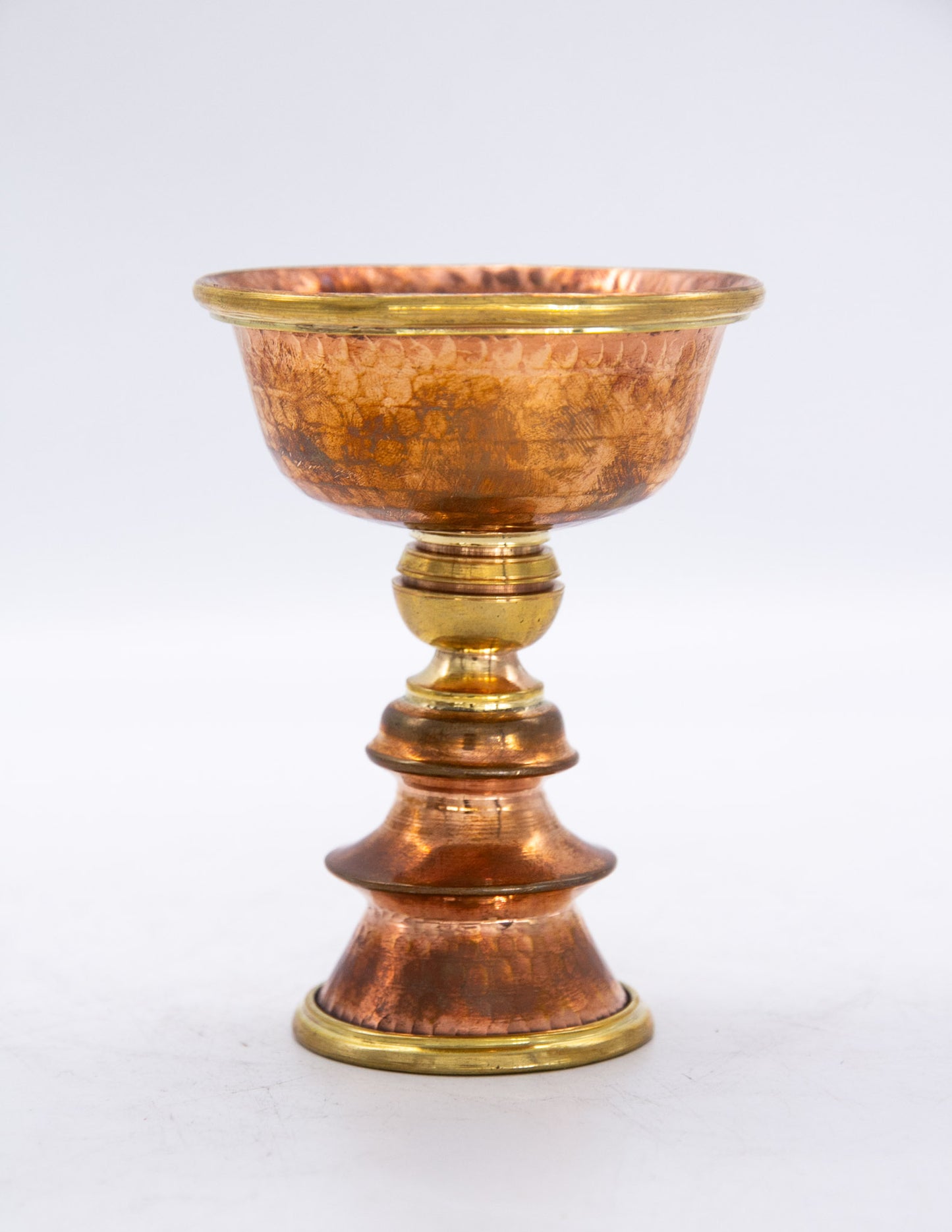 Hammered Butter Lamp, Polished Copper & Brass / 11cm
