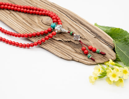 Red Onyx & Turquoise Mala – 8mm