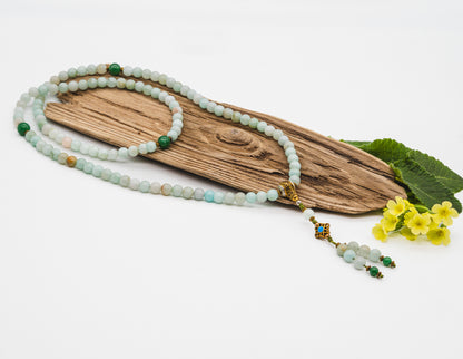 Amazonite & Jade Mala – 9mm