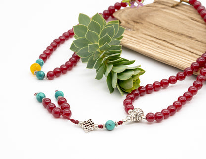 Red Agate & Turquoise Mala – 8mm