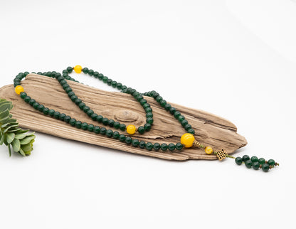 Taiwanese Jade & Yellow Onyx Mala – 8mm