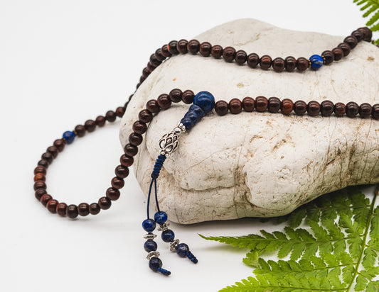 Rosewood & Lapis Lazuli Mala – 6mm