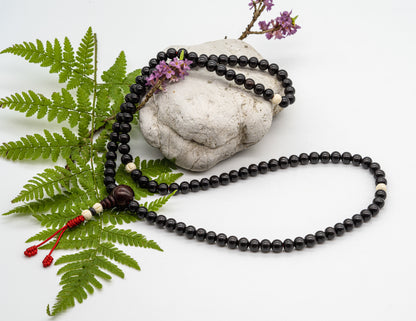 Black Rosewood & Bone Mala – 9mm