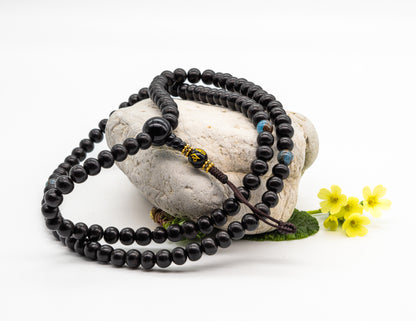 Black Rosewood & Mani Bead Mala – 9mm