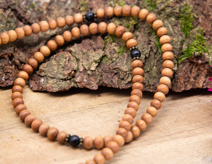 Sandelholz & Schwarzer Onyx Mala 6mm