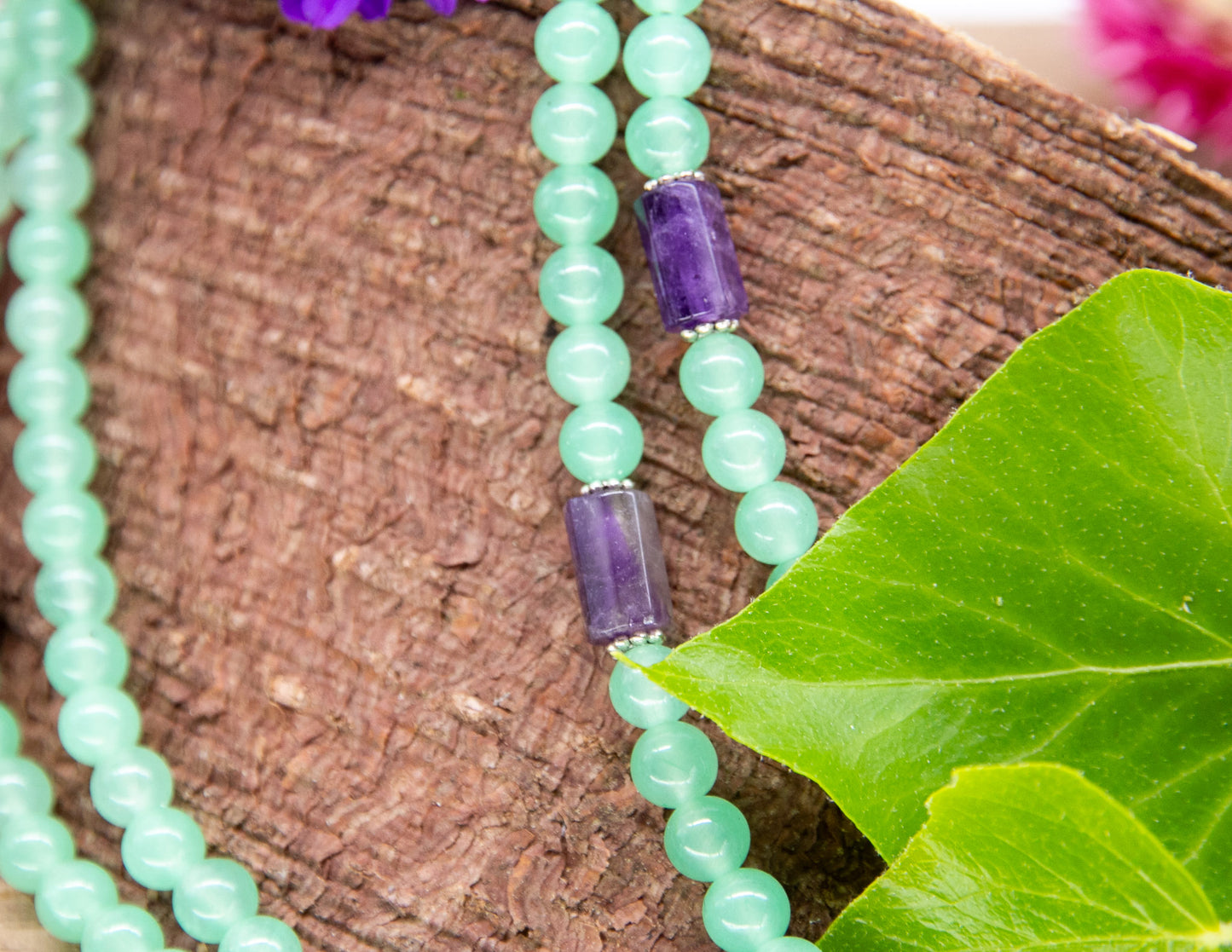 Klare Jade & Amethyst Mala 6mm