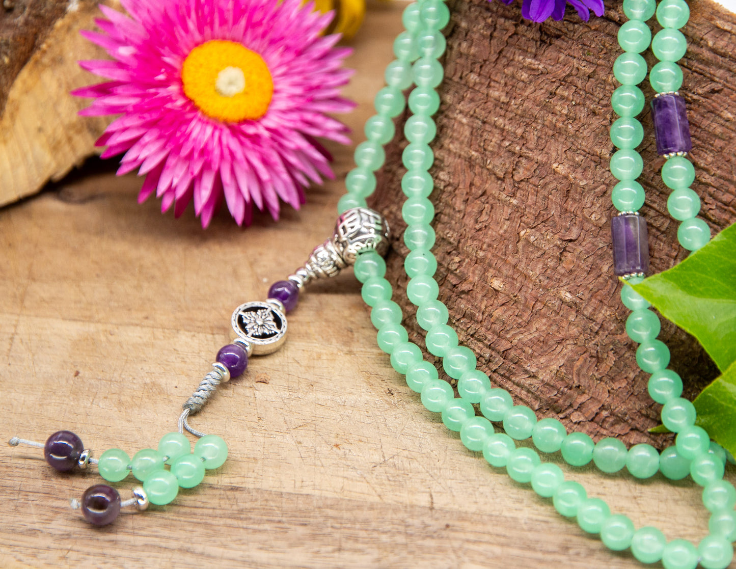 Klare Jade & Amethyst Mala 6mm