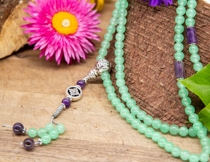 Klare Jade & Amethyst Mala 6mm