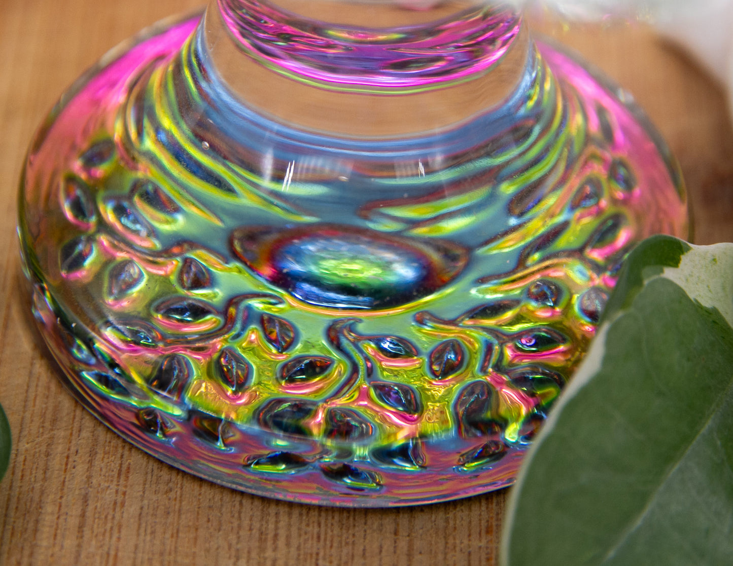 Rainbow Crystal Glass Lotus Candle Holder