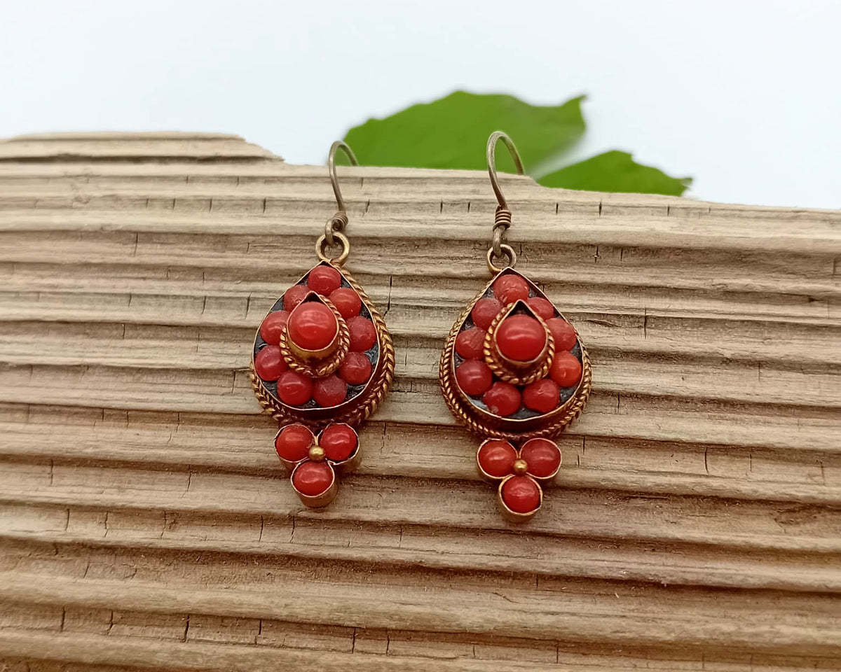 Red Coral Earrings