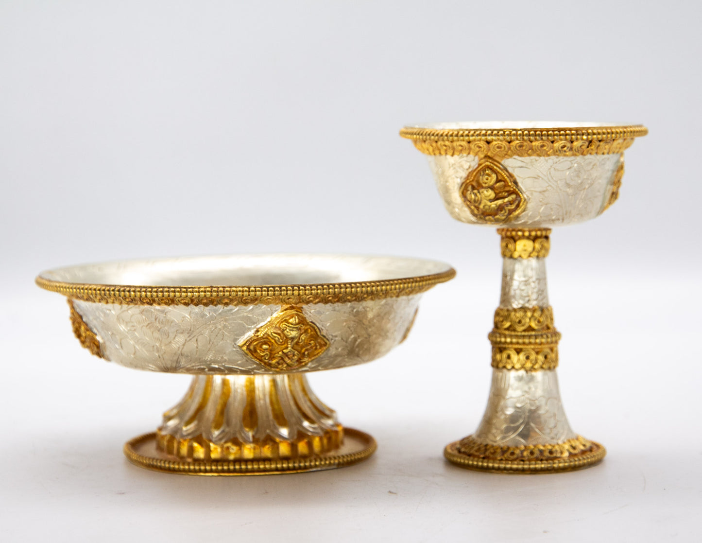 Engraved & Embossed Serkyem Set, Silver & Gold-Plated / Medium