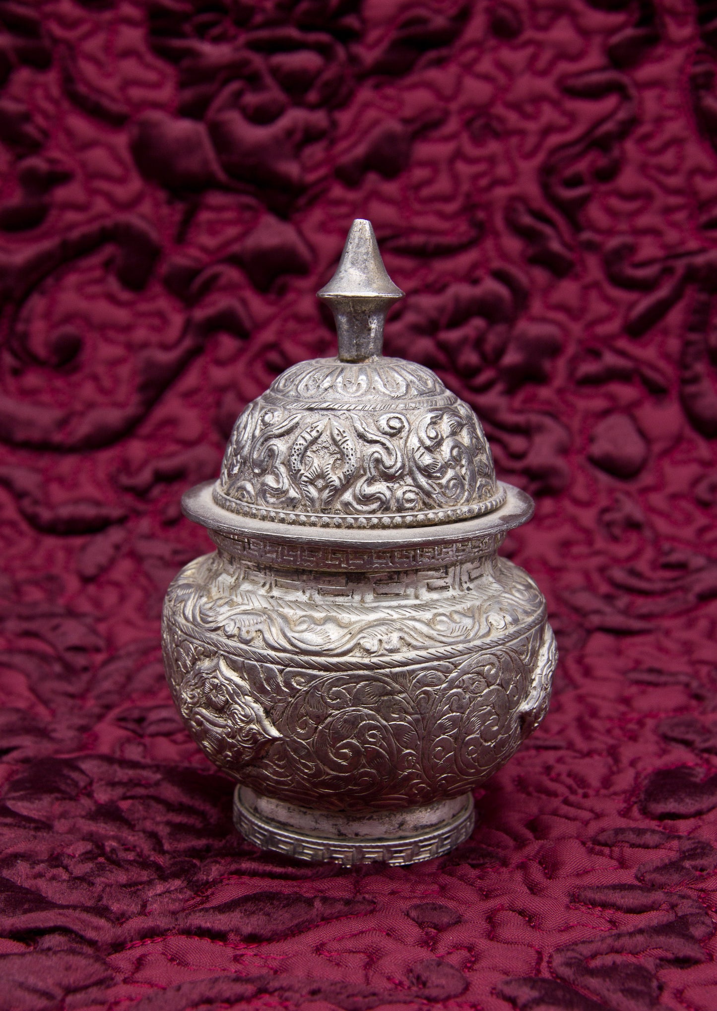 Silver Embossed Rice Container