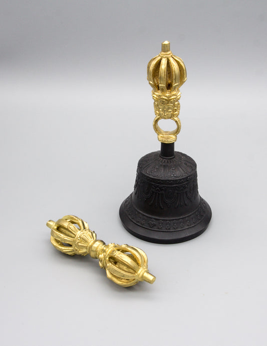 9-Pronged Darkened Bell & Dorje with Gold Contrast II – Ani
