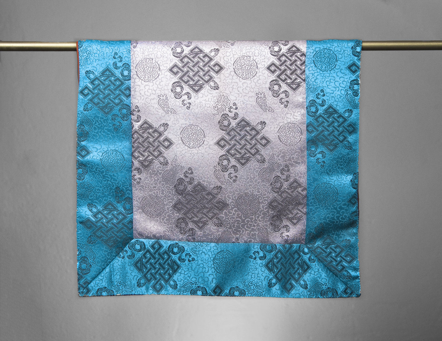 Standard Brocade Cloth / Practice Table Cover – Turquoise & Silver Endless Knot