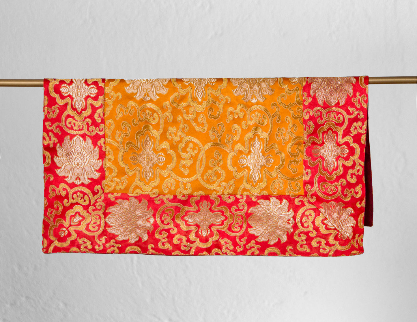 Mantel de brocado cuadrado/mantel de práctica – rojo y naranja
