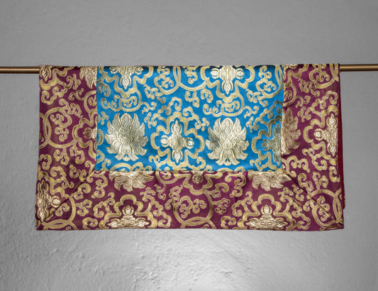 Mantel de brocado cuadrado / Mantel de mesa de práctica - Púrpura y turquesa