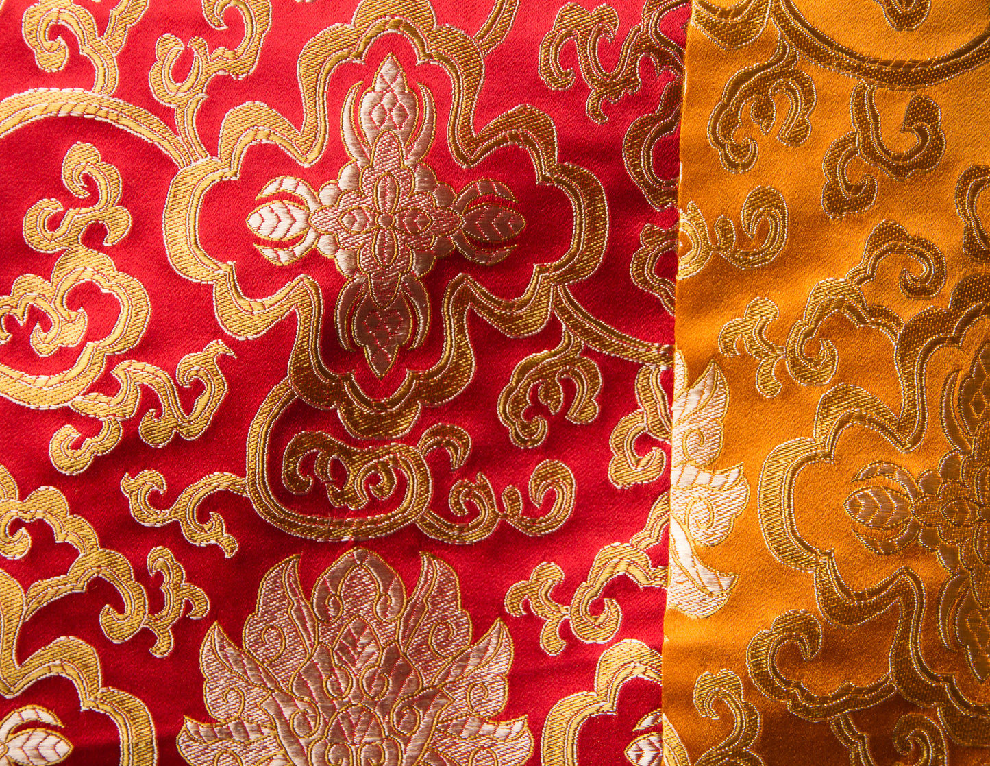Mantel de brocado cuadrado / Cubierta de mesa de práctica - Naranja y rojo