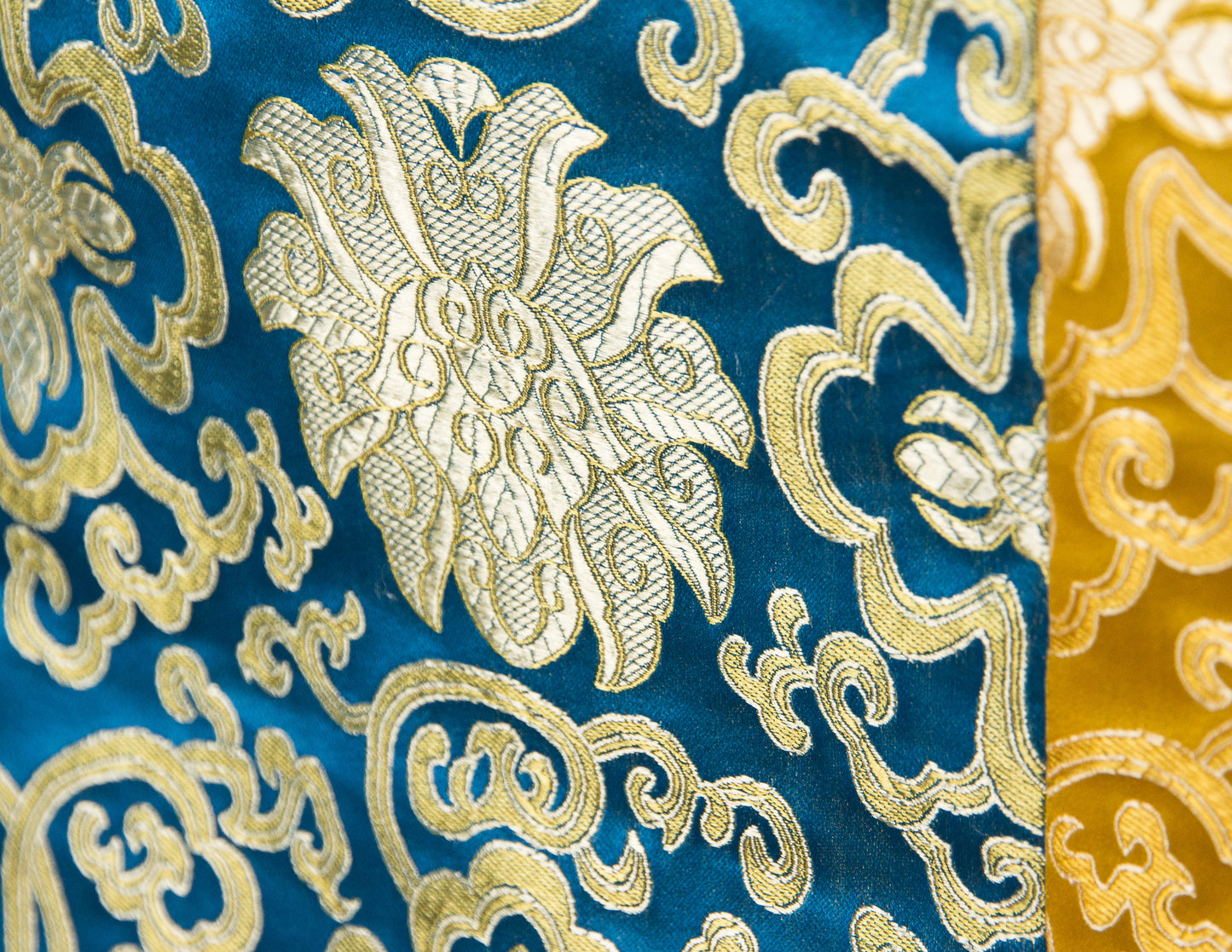 Paño de brocado estándar / Cubierta de mesa de práctica - Amarillo y turquesa