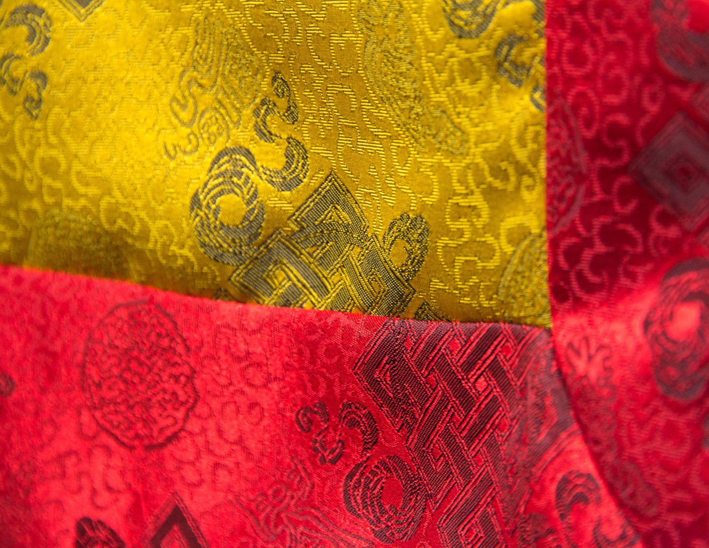 Standard Brocade Cloth / Practice Table Cover – Red & Yellow Endless Knot