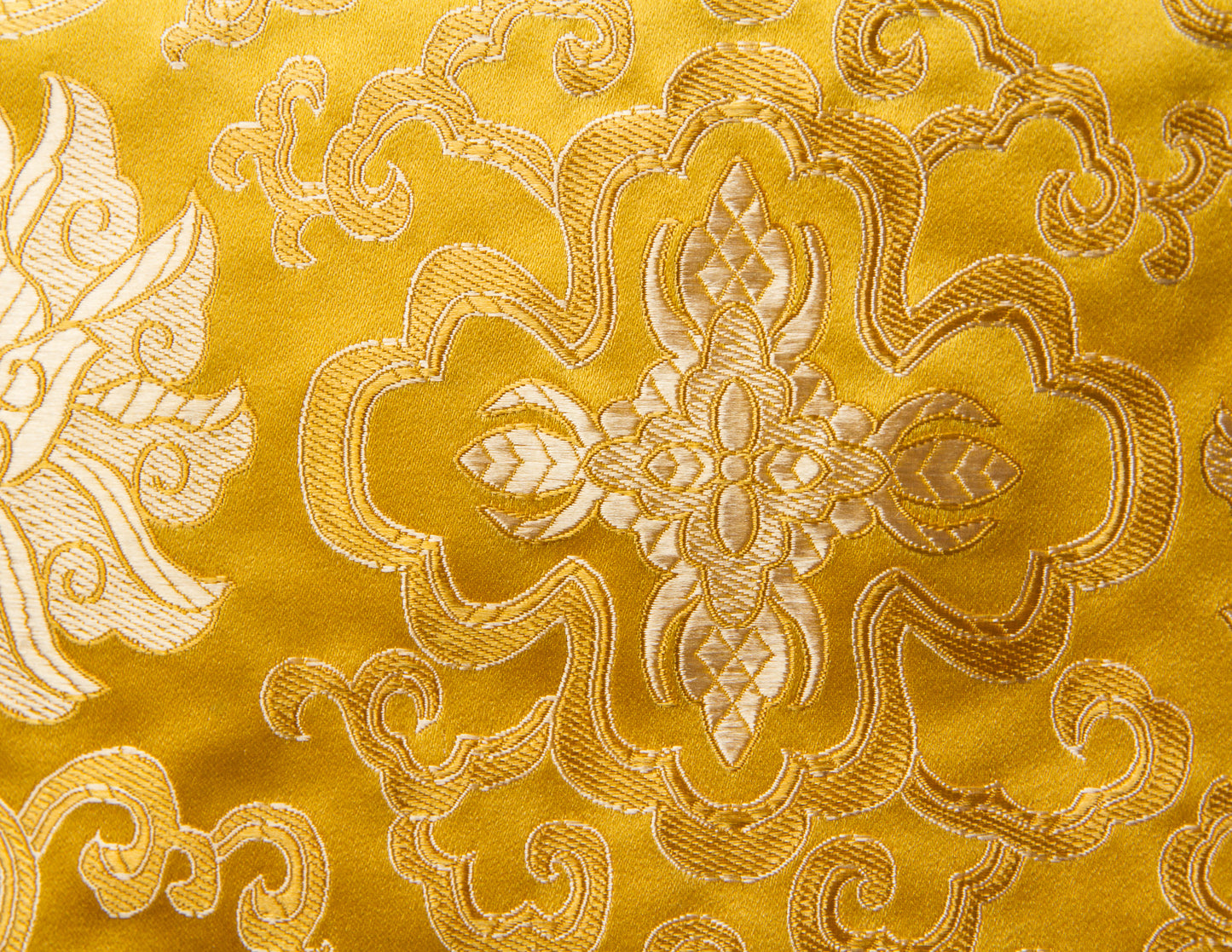 Mantel de brocado cuadrado / Cubierta de mesa de práctica - Blanco y amarillo