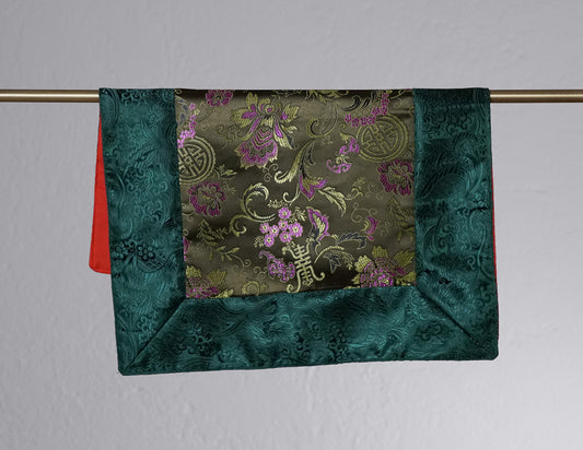 Small Brocade Cloth / Practice Table Cover – Green Floral