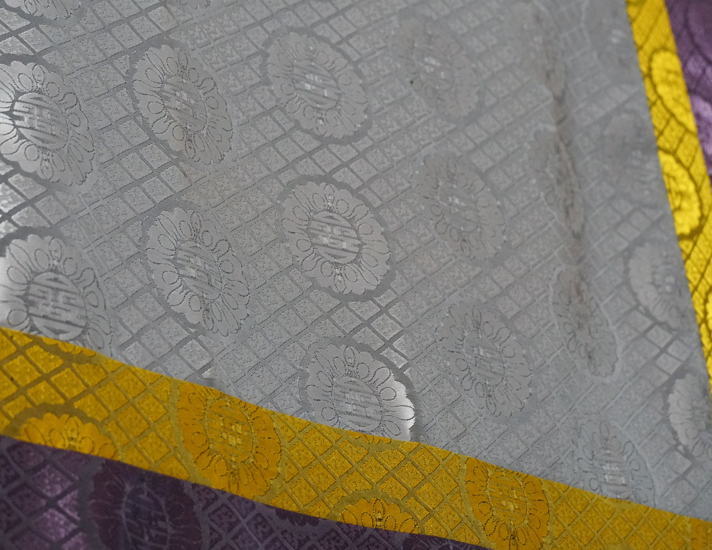 Square Brocade Cloth – Silver, Yellow & Purple