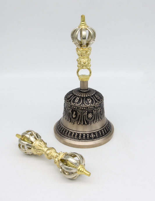 Fine Quality Bell & Dorje with Gold and Silver Contrast – Standard
